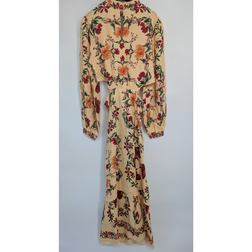 NWT Farm Rio x Anthropologie Long-Sleeve Cutout Maxi Dress Size L Yellow #8A553 - Picture 7 of 13